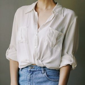 Vintage 100% Silk Blouse Paisley Ivory